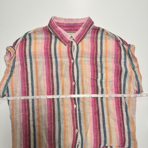 Rails Amelie Avila Stripe Linen Blend Button Down Shirt Women’s Medium Resort - Picture 10 of 16
